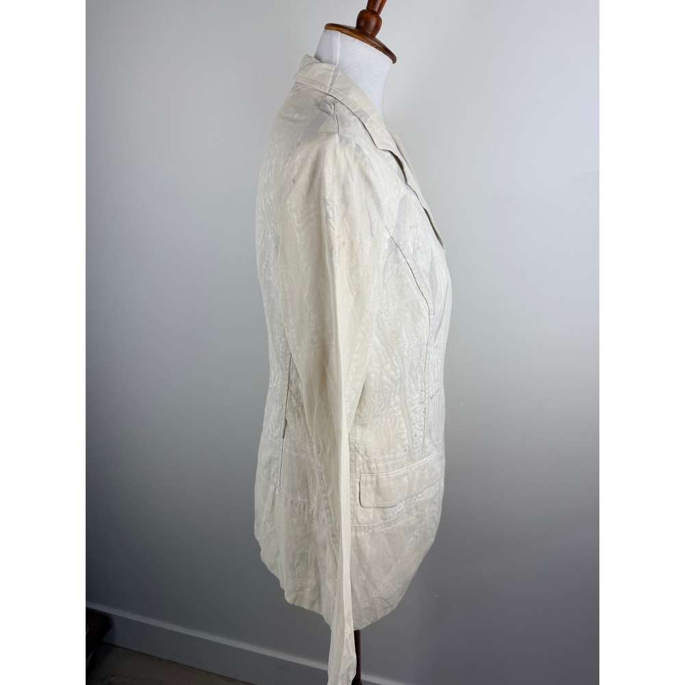 RARE VTG Prada Cream Linen Devore Burnout Blazer Made in Italy * FLAWS * - Picture 10 of 16